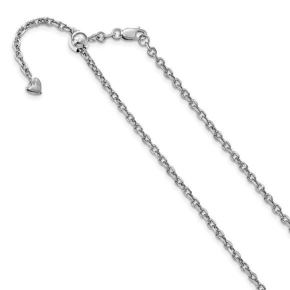 2.5mm 14k White Gold Adjustable Hollow Cable Chain Necklace 30 Inch